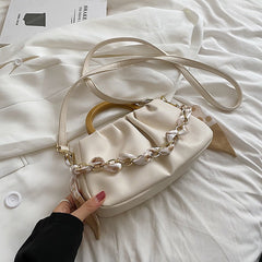 Single Handle Fashionable Clutch Handbag White