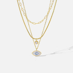 Sky Blue Eyes Zircon Crystal Pendant Necklace N099