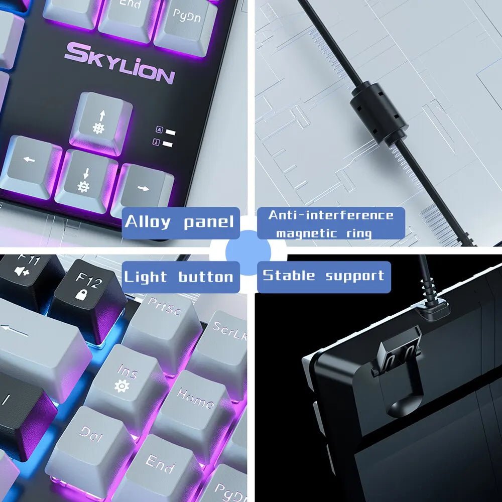 SKYLION H87 Wired Mechanical Keyboard: 10 Colorful Lighting Modes for Gaming & Office | Compatible with Windows & iOS