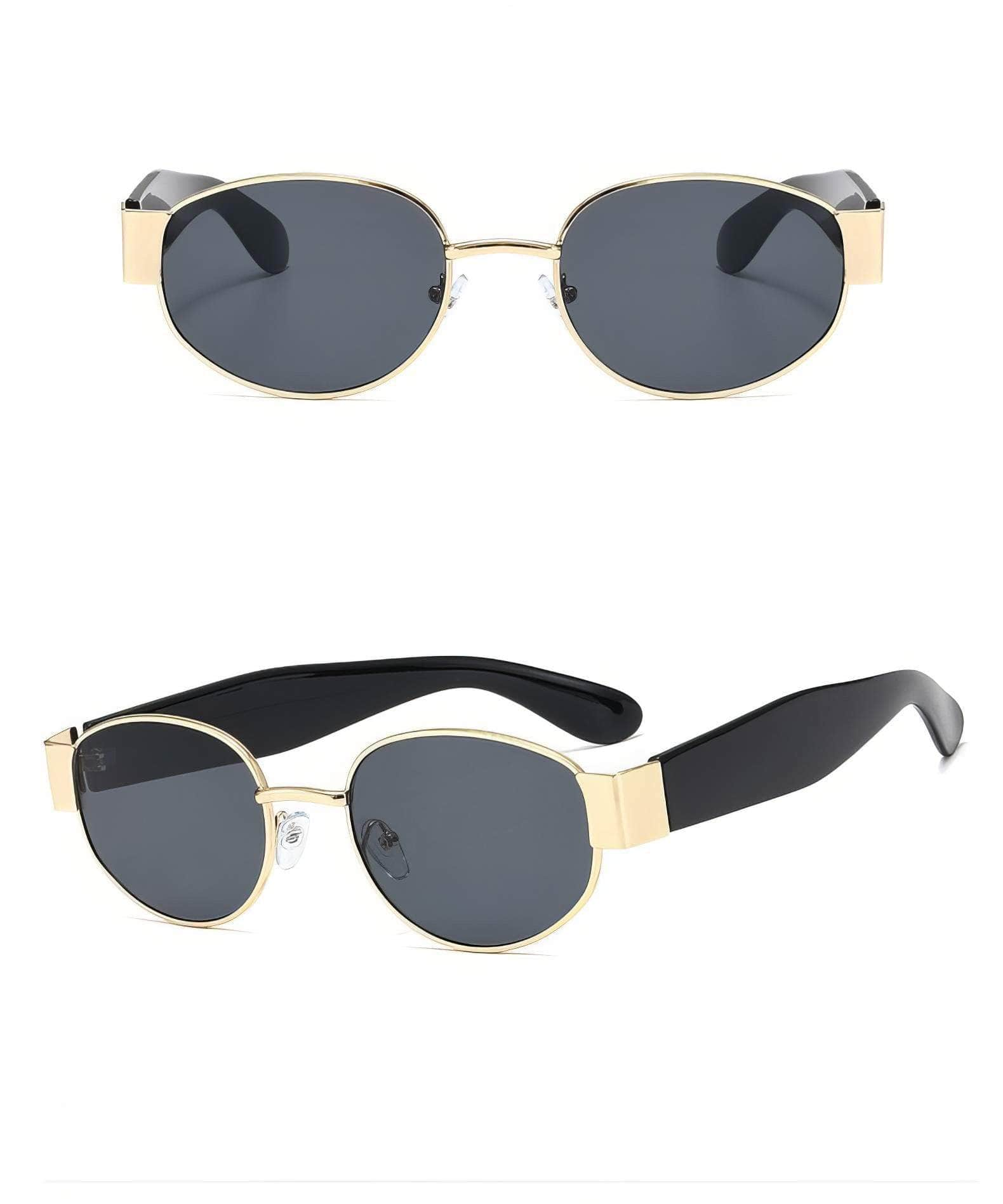 Sleek and Stylish Metal Oval Sunglasses