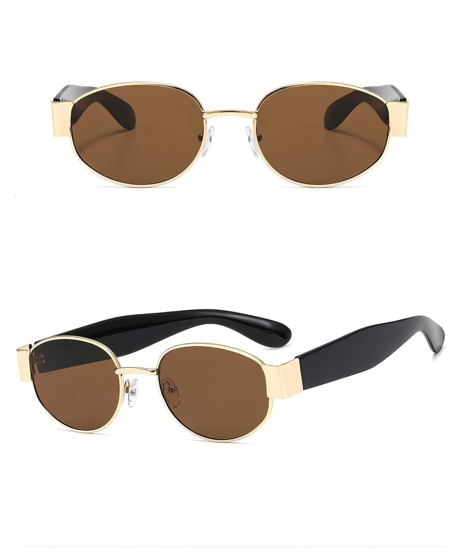 Sleek and Stylish Metal Oval Sunglasses