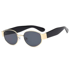 Sleek and Stylish Metal Oval Sunglasses Gold/Brown / Resin