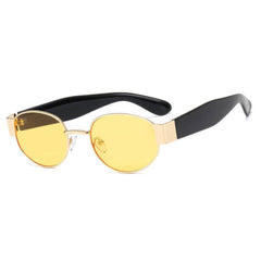 Sleek and Stylish Metal Oval Sunglasses Yellow/Gold / Resin