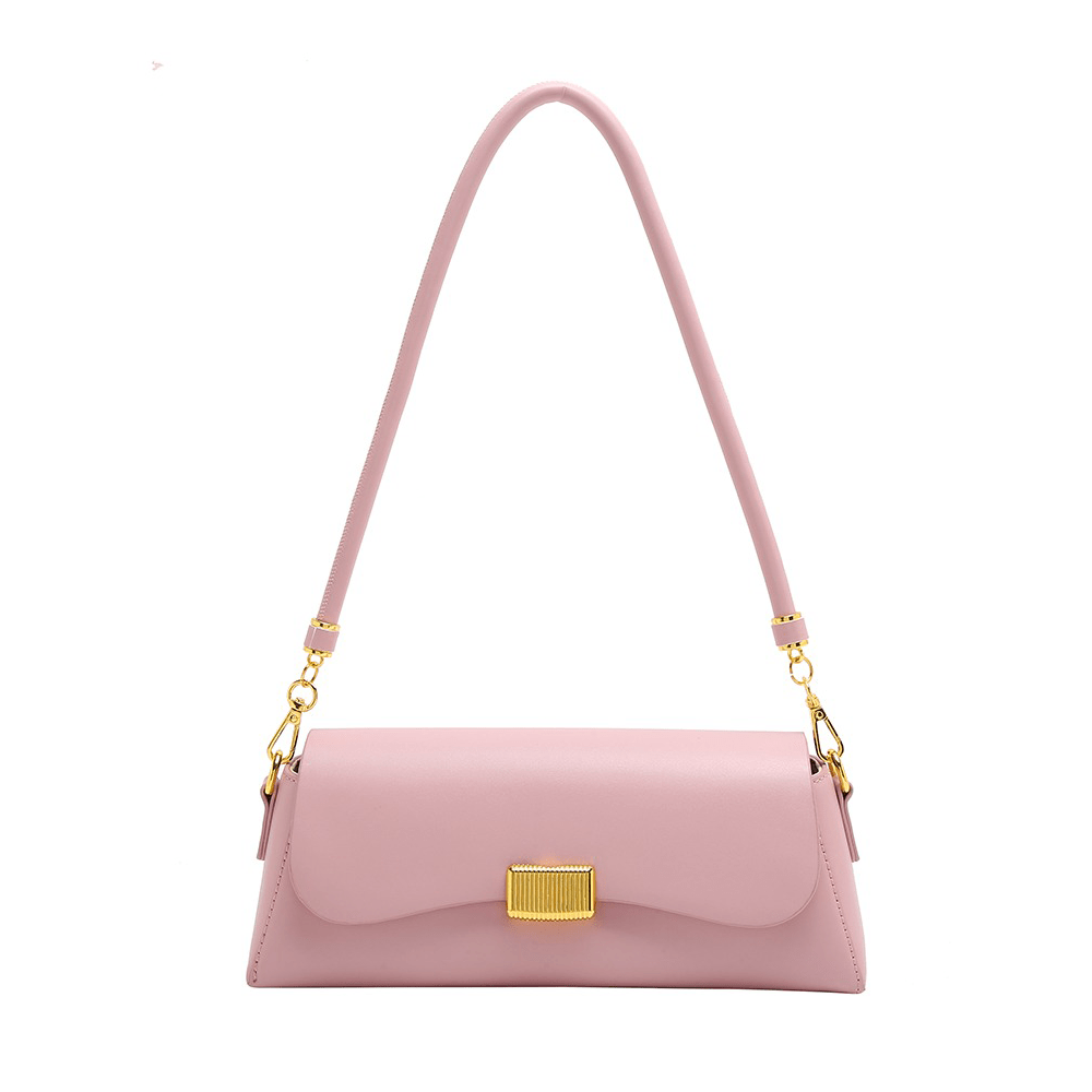 Sleek Blush Handbag with Stylish Metal Embellishment