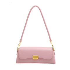 Sleek Blush Handbag with Stylish Metal Embellishment