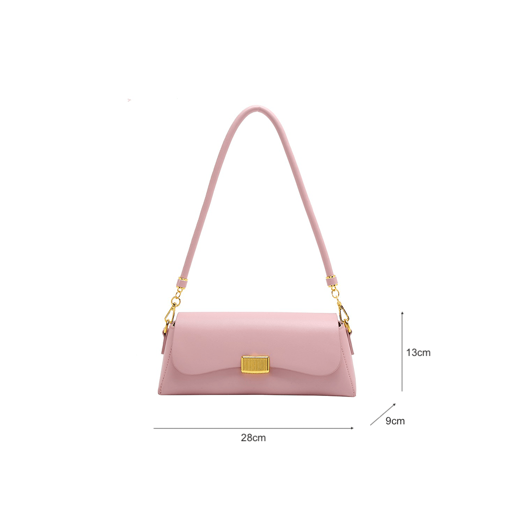 Sleek Blush Handbag with Stylish Metal Embellishment