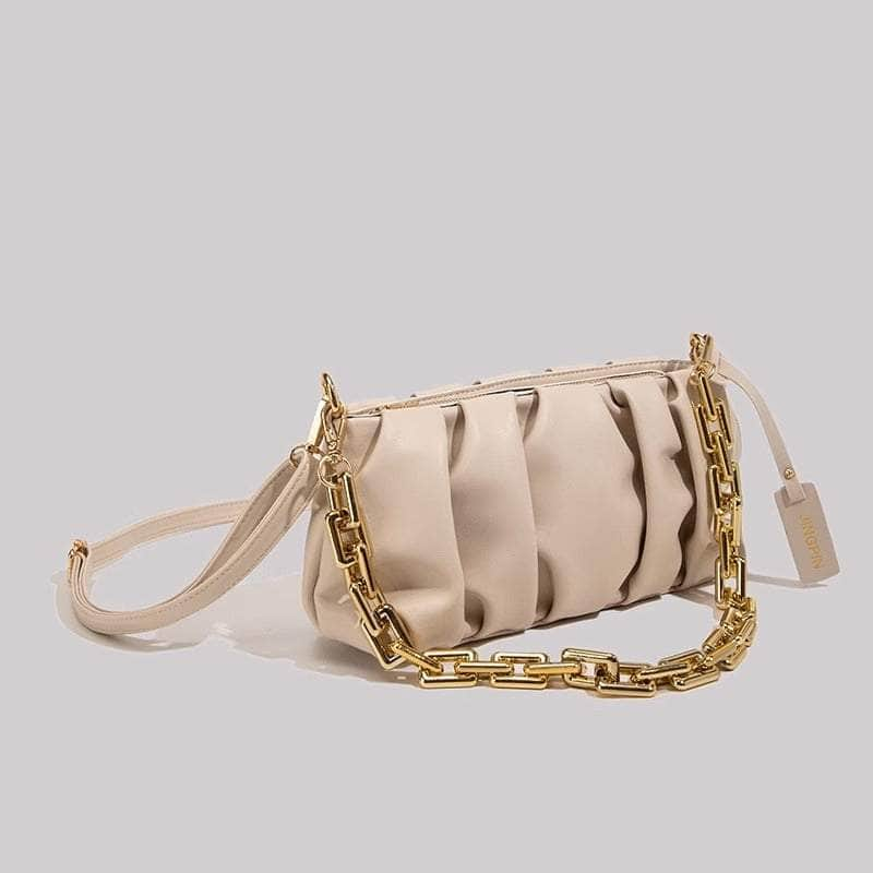 Sleek Chain-Embellished Shoulder Bag