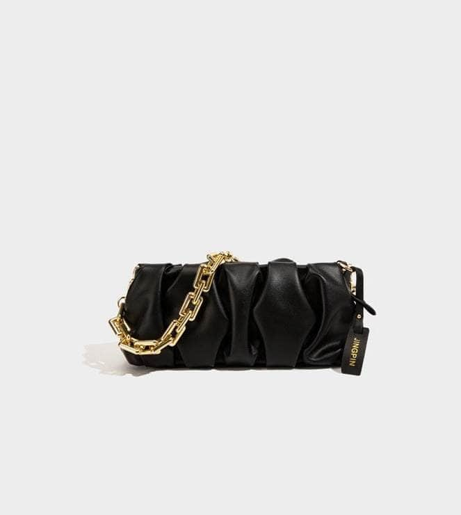 Sleek Chain-Embellished Shoulder Bag Black