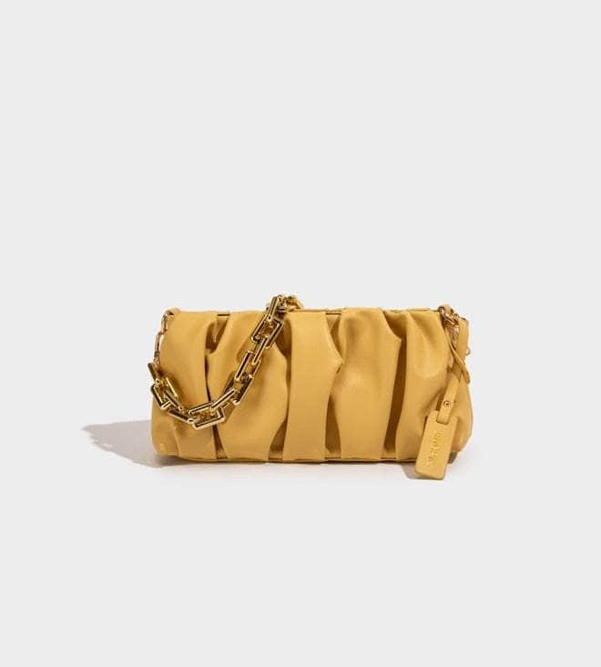 Sleek Chain-Embellished Shoulder Bag Yellow