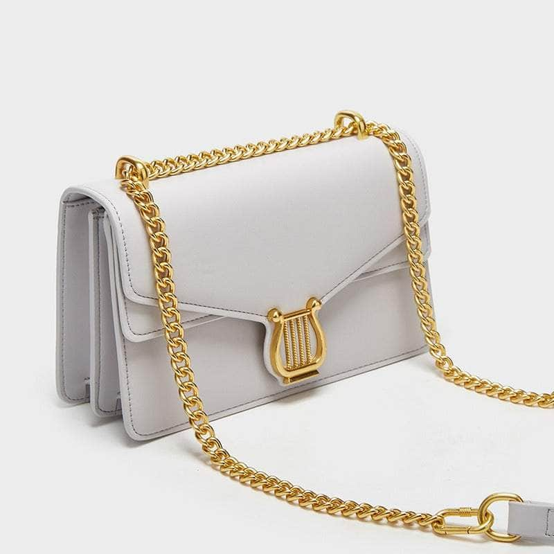 Sleek Chain Flap Square Bag with Gold Accent