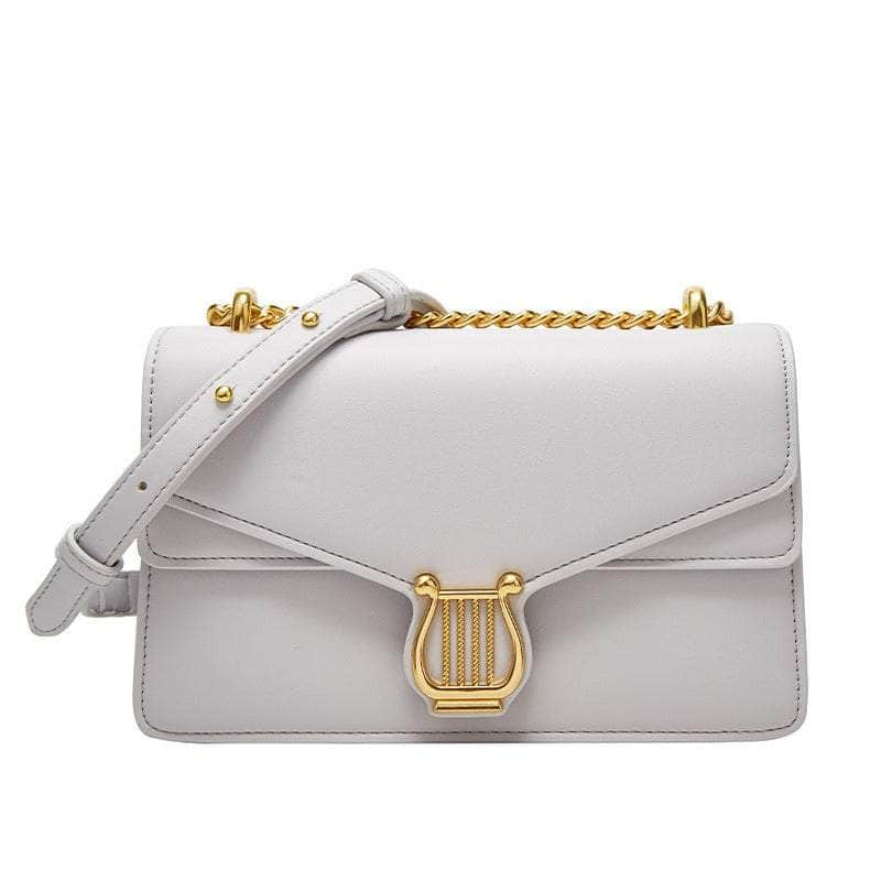 Sleek Chain Flap Square Bag with Gold Accent