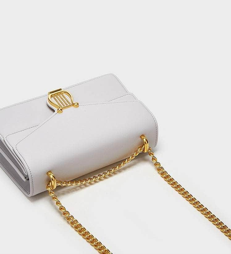 Sleek Chain Flap Square Bag with Gold Accent