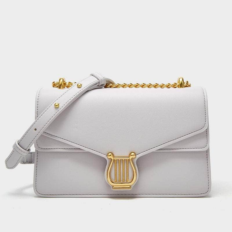 Sleek Chain Flap Square Bag with Gold Accent Gray