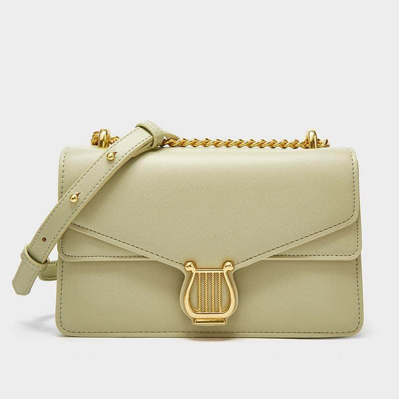 Sleek Chain Flap Square Bag with Gold Accent Green