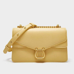 Sleek Chain Flap Square Bag with Gold Accent Yellow