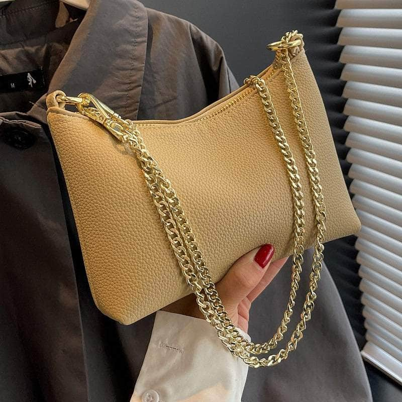 Sleek Chain Strap Leather Purse