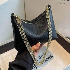 Sleek Chain Strap Leather Purse