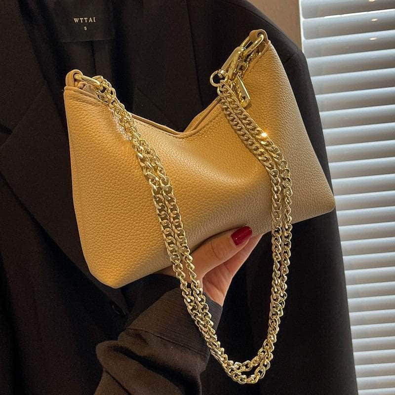 Sleek Chain Strap Leather Purse