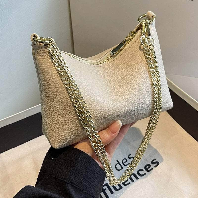 Sleek Chain Strap Leather Purse