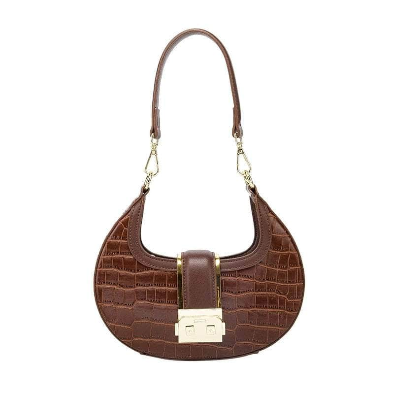 Sleek Crocodile Pattern Crossbody Crescent Bag