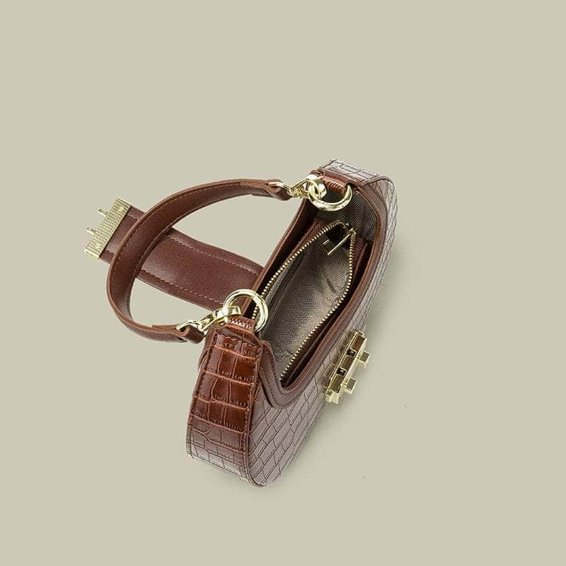 Sleek Crocodile Pattern Crossbody Crescent Bag