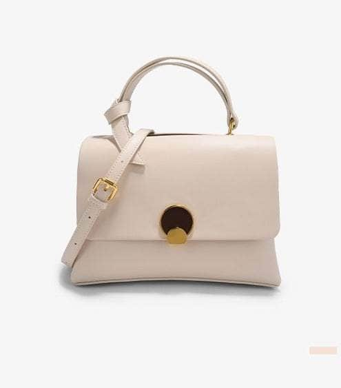 Sleek Flap Square Leather Purse Ivory