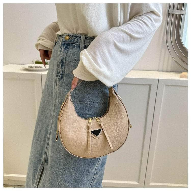 Sleek Leather Crescent Underarm Bag