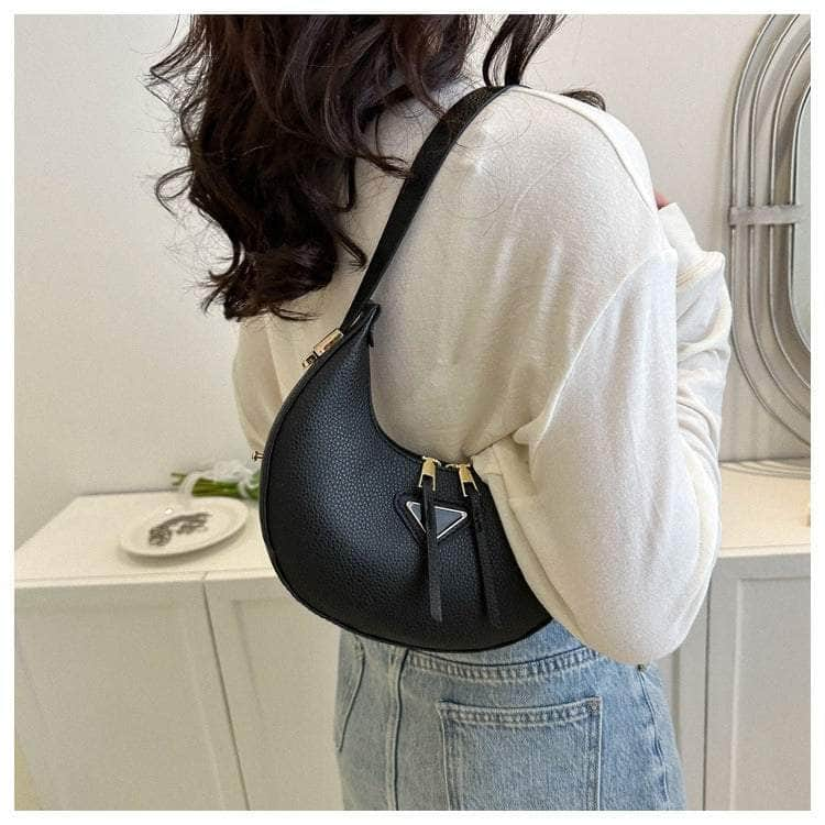 Sleek Leather Crescent Underarm Bag