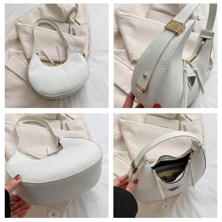 Sleek Leather Crescent Underarm Bag