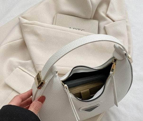 Sleek Leather Crescent Underarm Bag