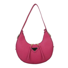 Sleek Leather Crescent Underarm Bag Rose