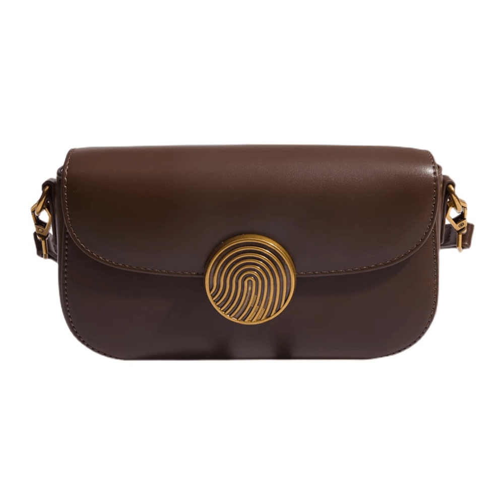 Sleek Leather Flap Shoulder with Gold Accent