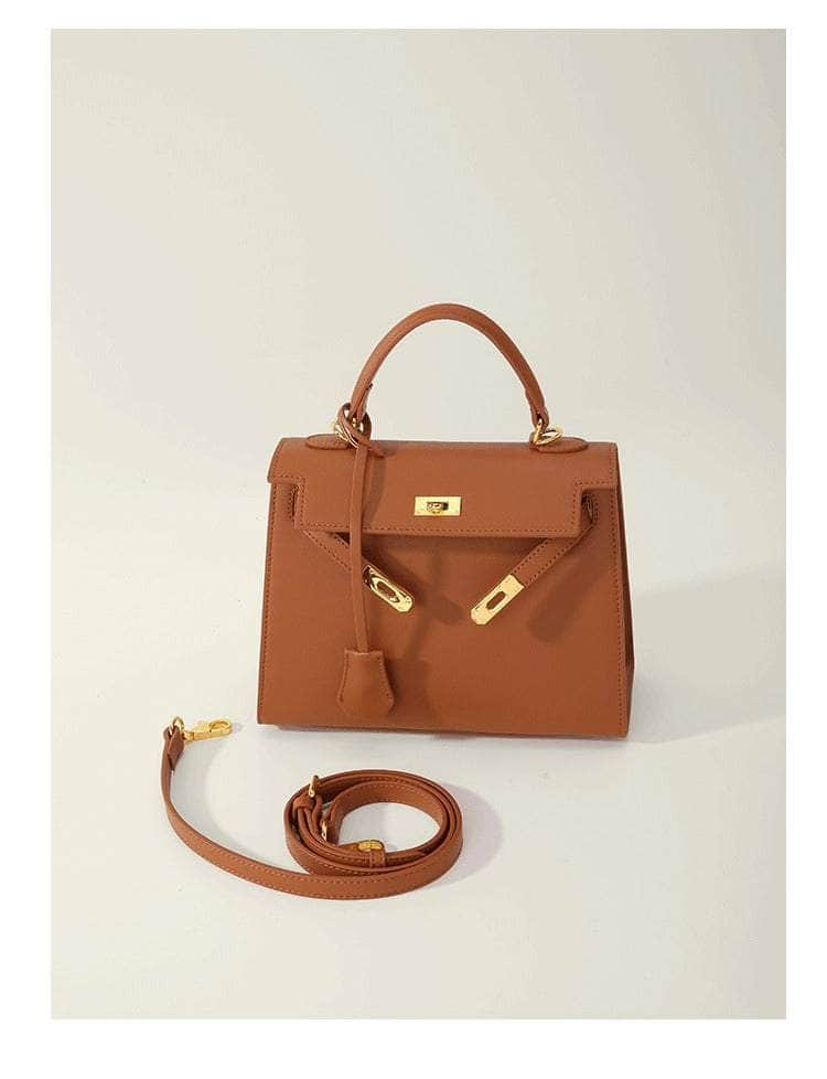 Sleek Leather Handbag with Shoulder Strap