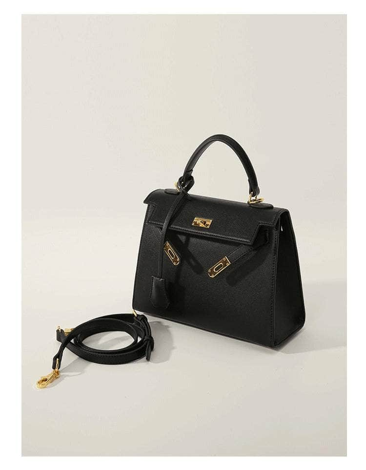 Sleek Leather Handbag with Shoulder Strap