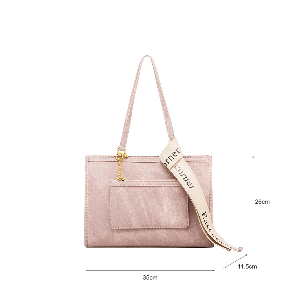 Sleek Leather Top Handle Bag with Accessory