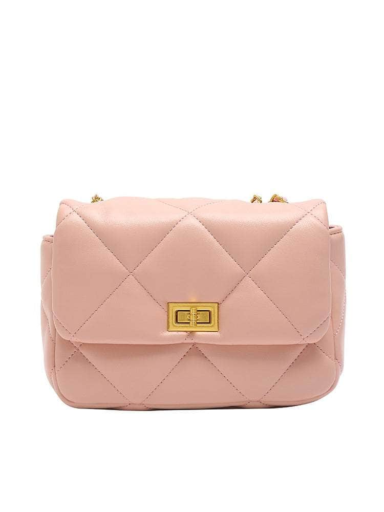 Sleek Quilted Flap Chain Bag with Gold Lock