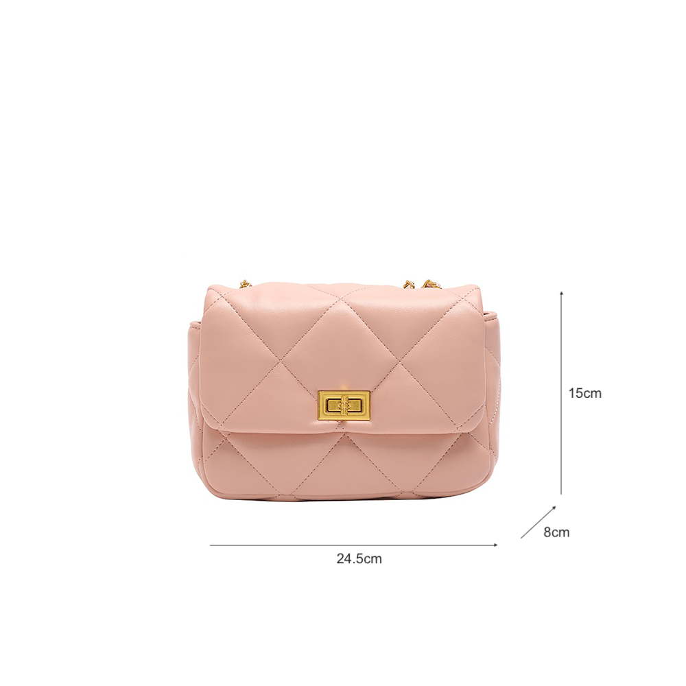 Sleek Quilted Flap Chain Bag with Gold Lock