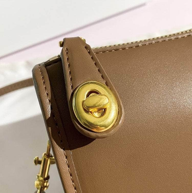 Sleek Retro Leather Top Handle Underarm Bag