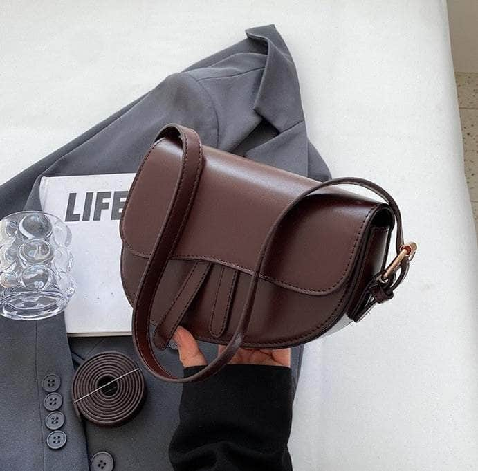 Sleek Saddle Shoulder Bag Coffee