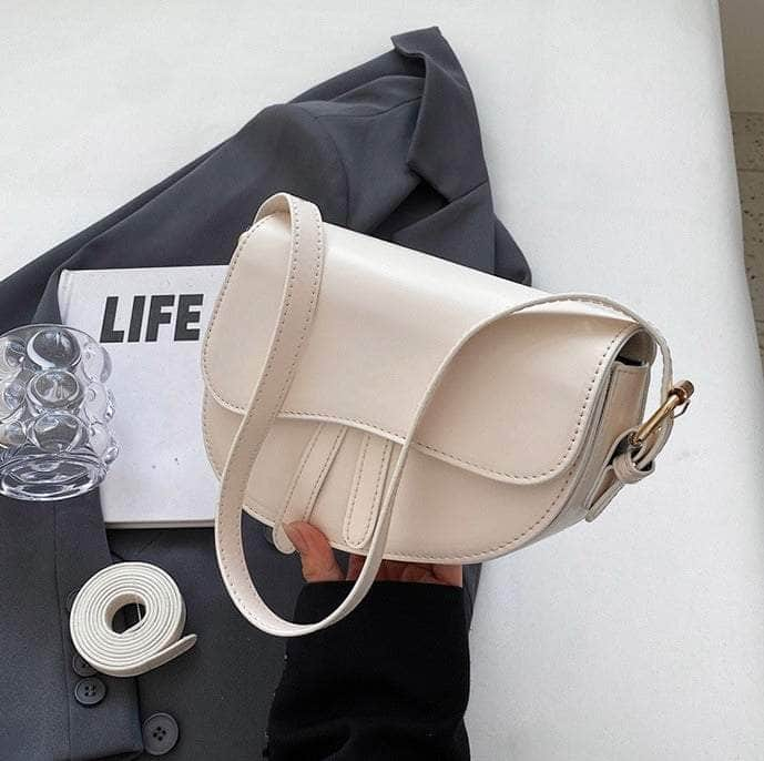 Sleek Saddle Shoulder Bag Ivory