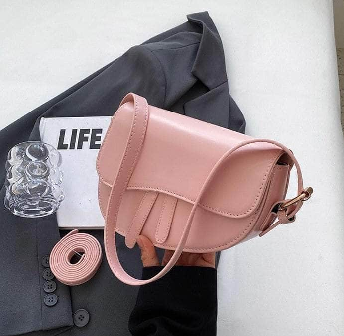 Sleek Saddle Shoulder Bag Pink