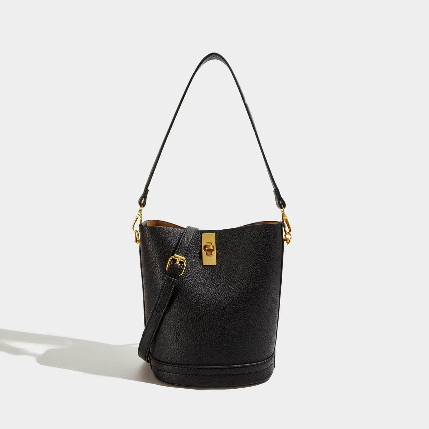 Sleek Shoulder Bucket Handbag Black