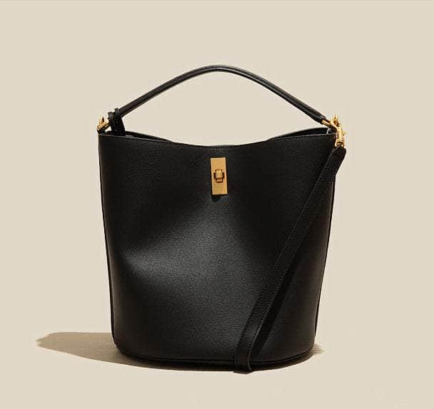 Sleek Shoulder Bucket Handbag Black / Large