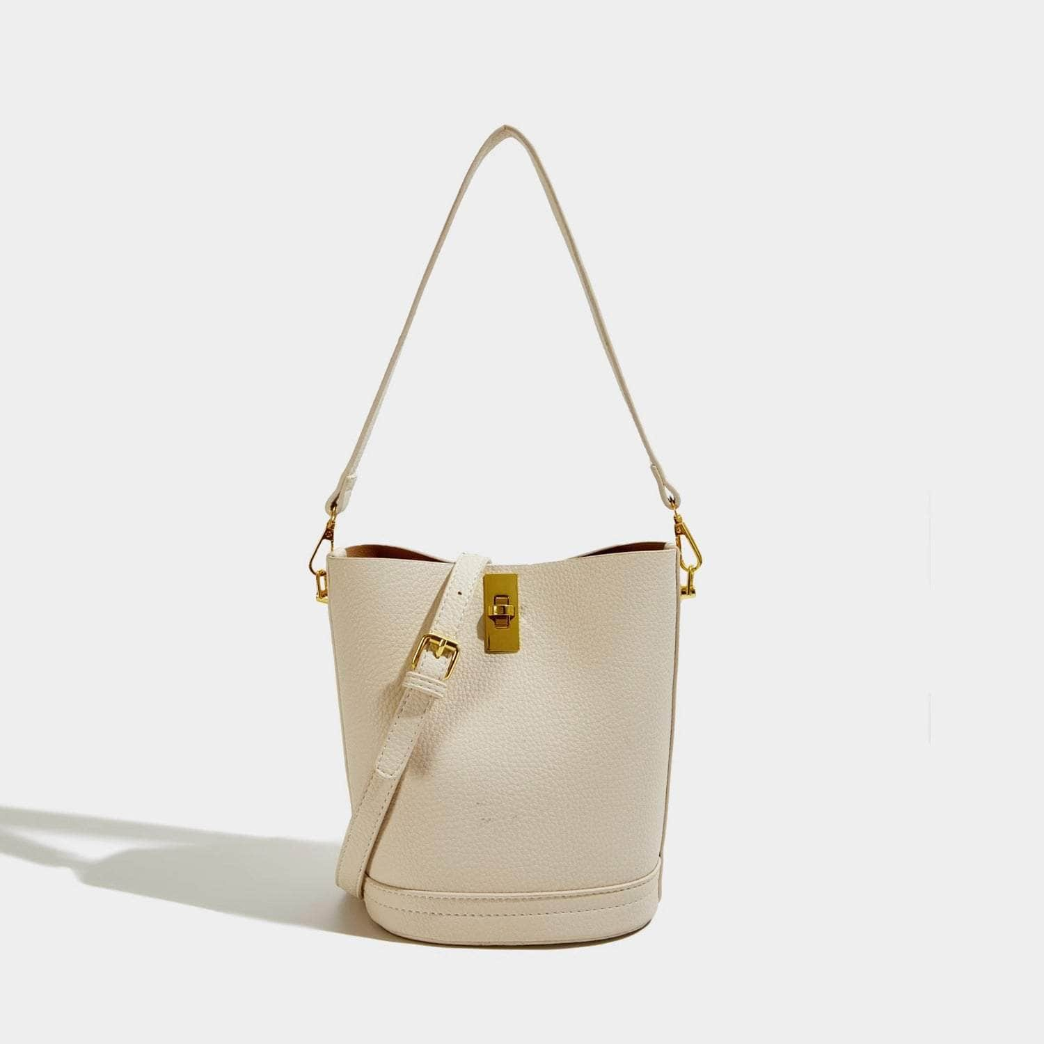 Sleek Shoulder Bucket Handbag Ivory