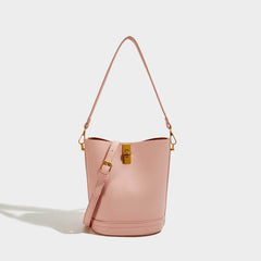 Sleek Shoulder Bucket Handbag Pink