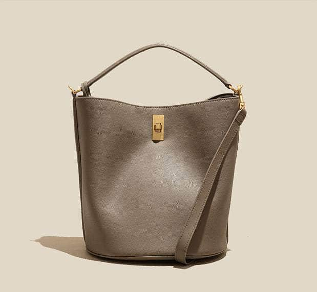 Sleek Shoulder Bucket Handbag Taupe / Large