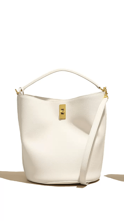 Sleek Shoulder Bucket Handbag White / Large