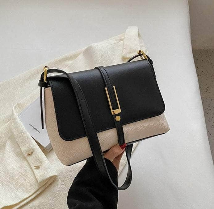 Sleek Shoulder Crossbody Leather Purse Black