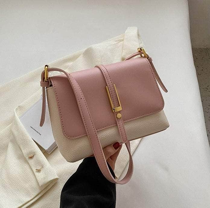 Sleek Shoulder Crossbody Leather Purse Pink