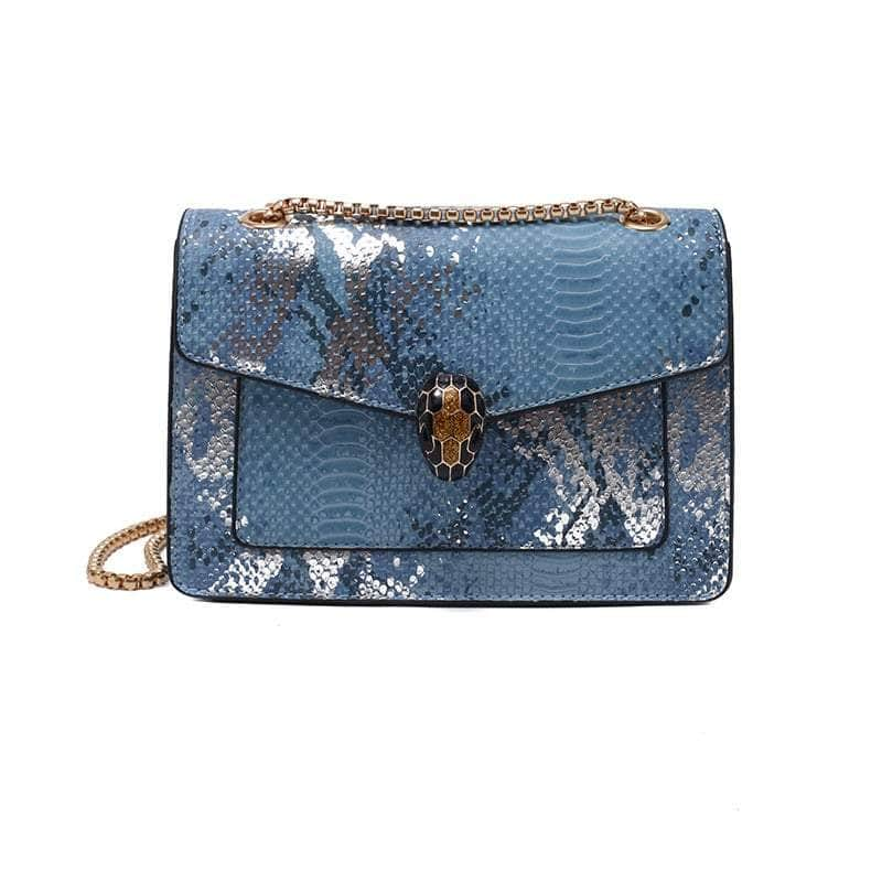 Sleek Snake Pattern Crossbody Bag with Stylish Buckle